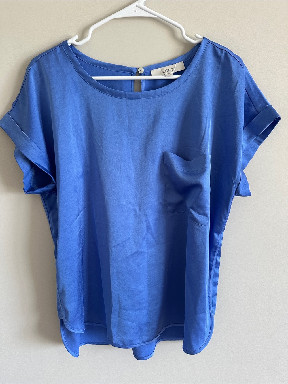 LOFT Royal Blue Short Sleeve Pocket Blouse